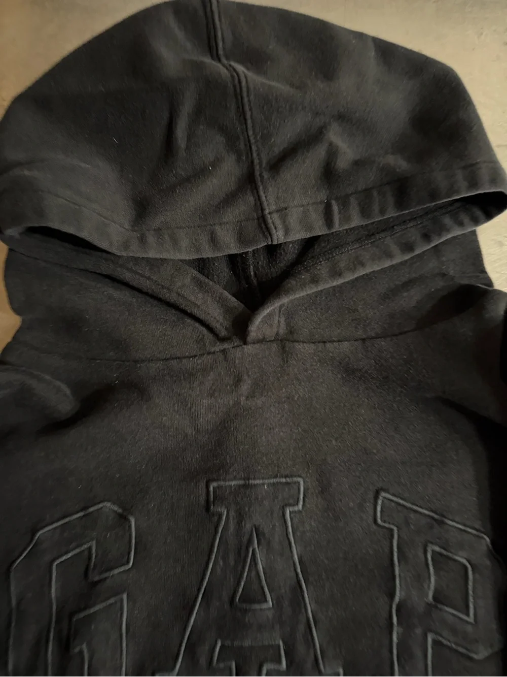 GAP KIDS Black Crewneck Hoodie with Raised Logo